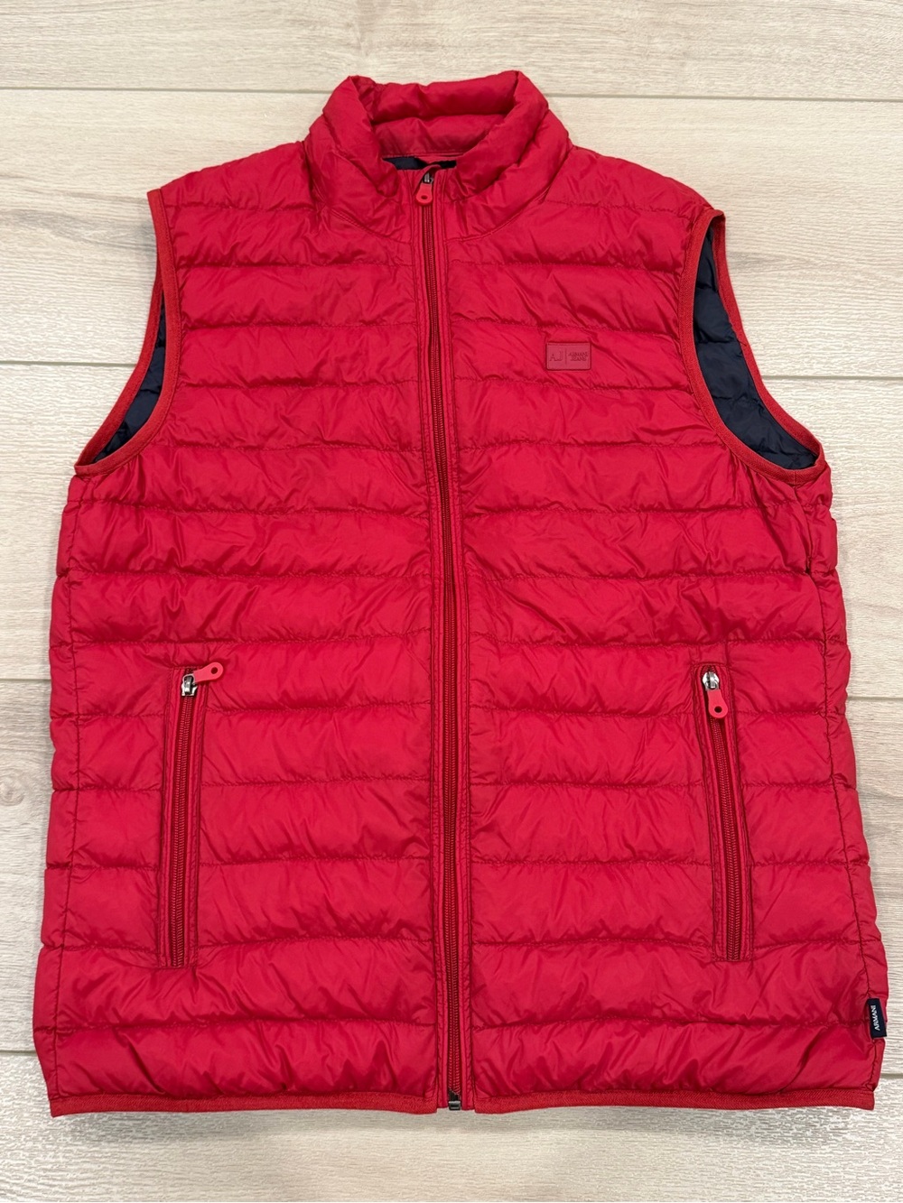 Armani Jeans Men Red Down Puffer Vest Gilet Lightweight Down Size EU 52 US L